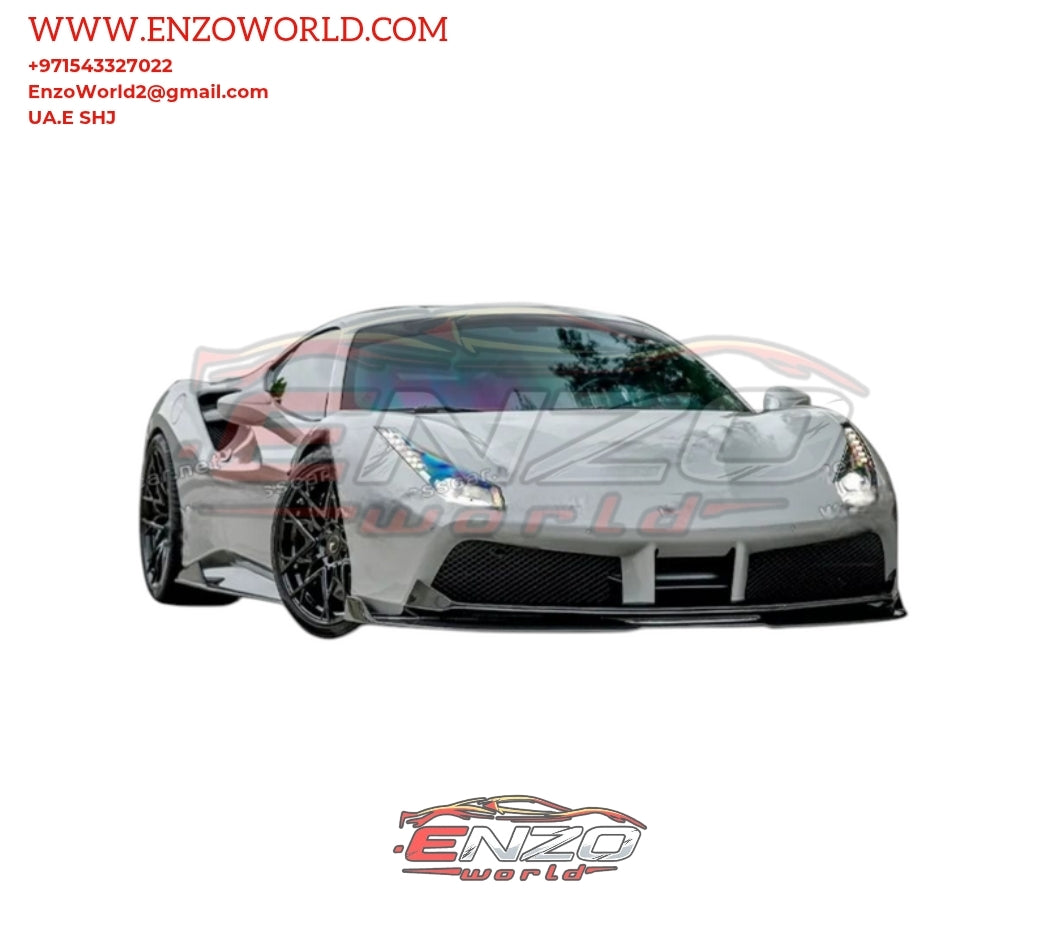 High Glossy Carbon Fiber Vors Style Bumper Front Lip for Ferrari 488GTB