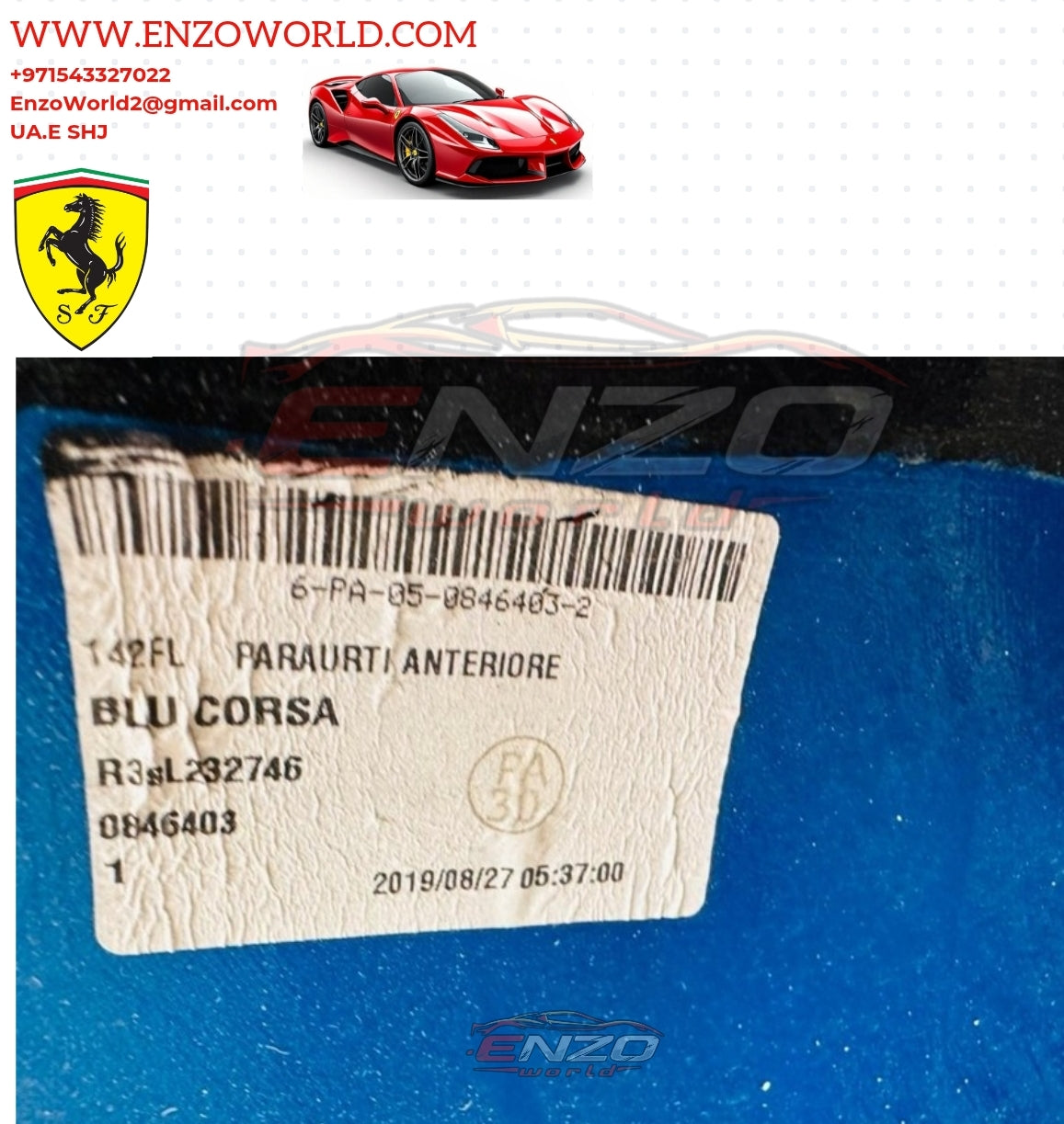 Ferrari F8 Front Bumper Carbon Fiber OE : 985778790
