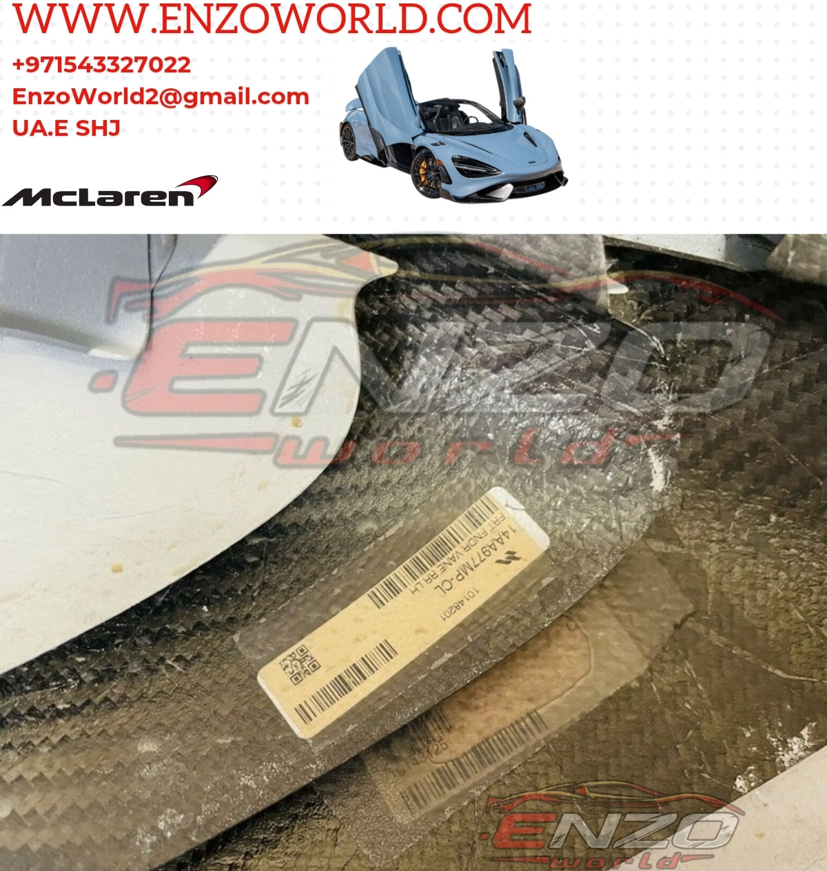 Mclaren 765LT Front Fender L/H OE: 14AA977MP