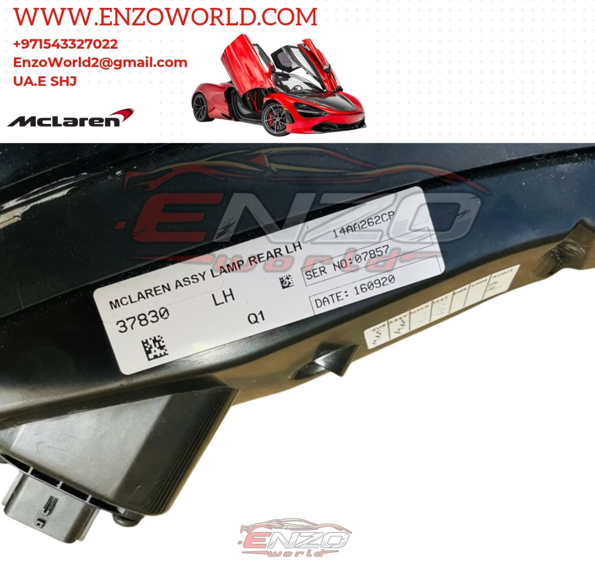 Mclaren 720S Rear Till Light L/H OE: 14AA262CP