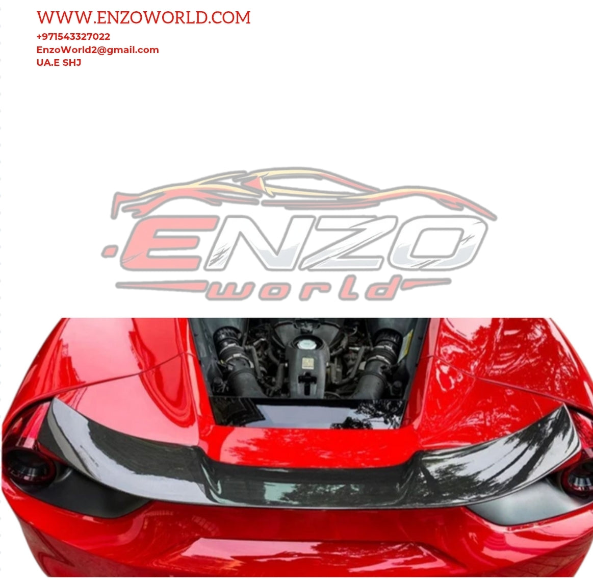 Vors Style Glossy Black Carbon Fiber Rear Wing for Ferrari 488GTB-Spider