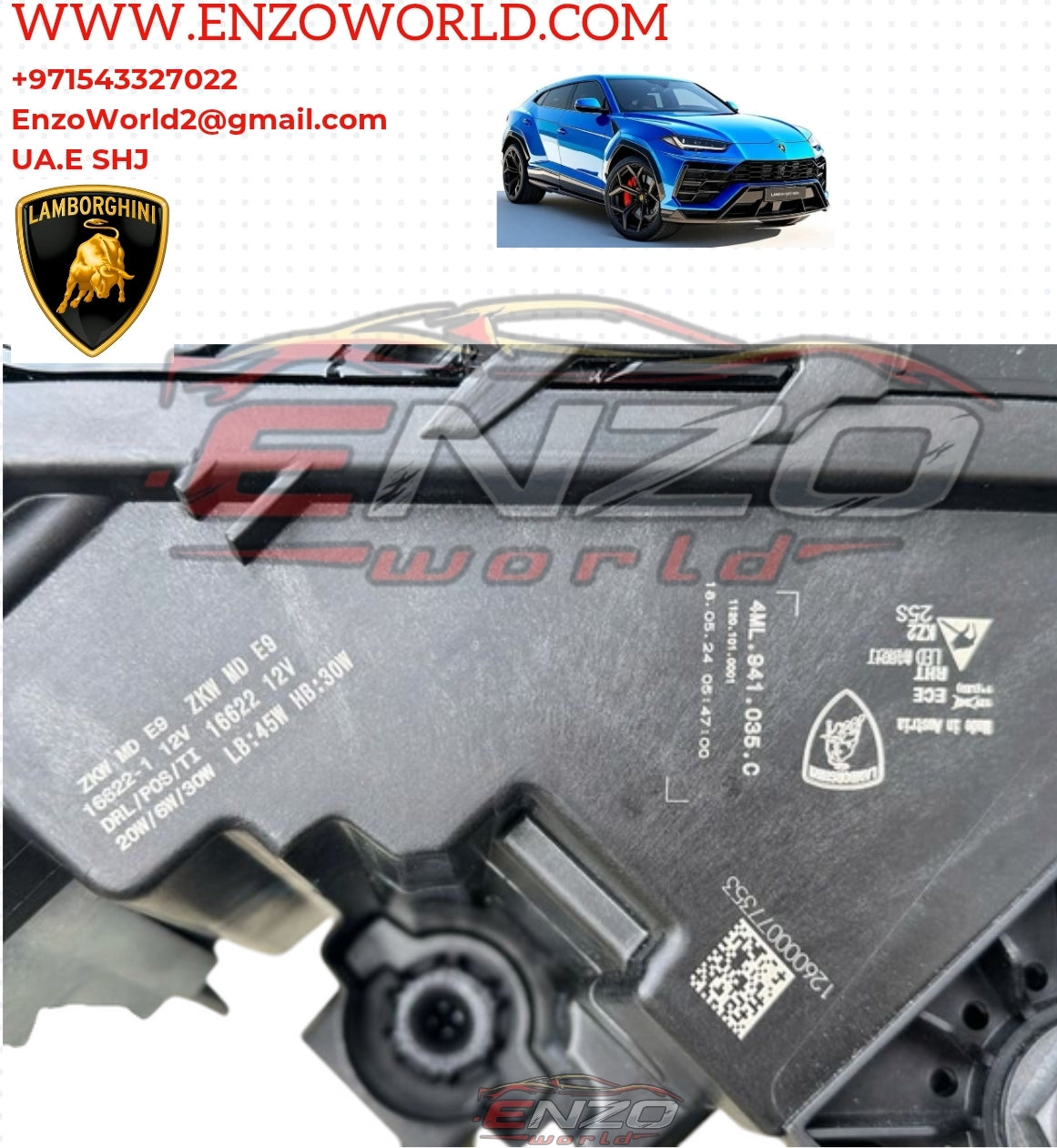 Lamborghini Urus Front Headlights SET L+R OEM:4ML941036C-4ML941035C