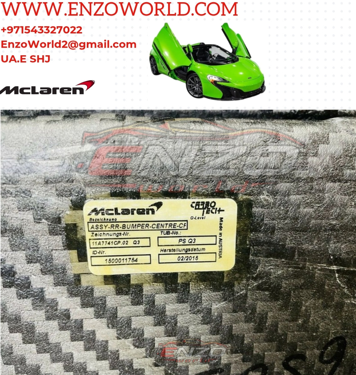 Mclaren 650S Rear Carbon Fiber Bumper OE: 11A7741CP.02