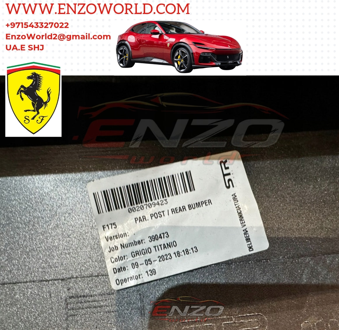 Ferrari Purosangue Rear Bumper With Diffuser OE
