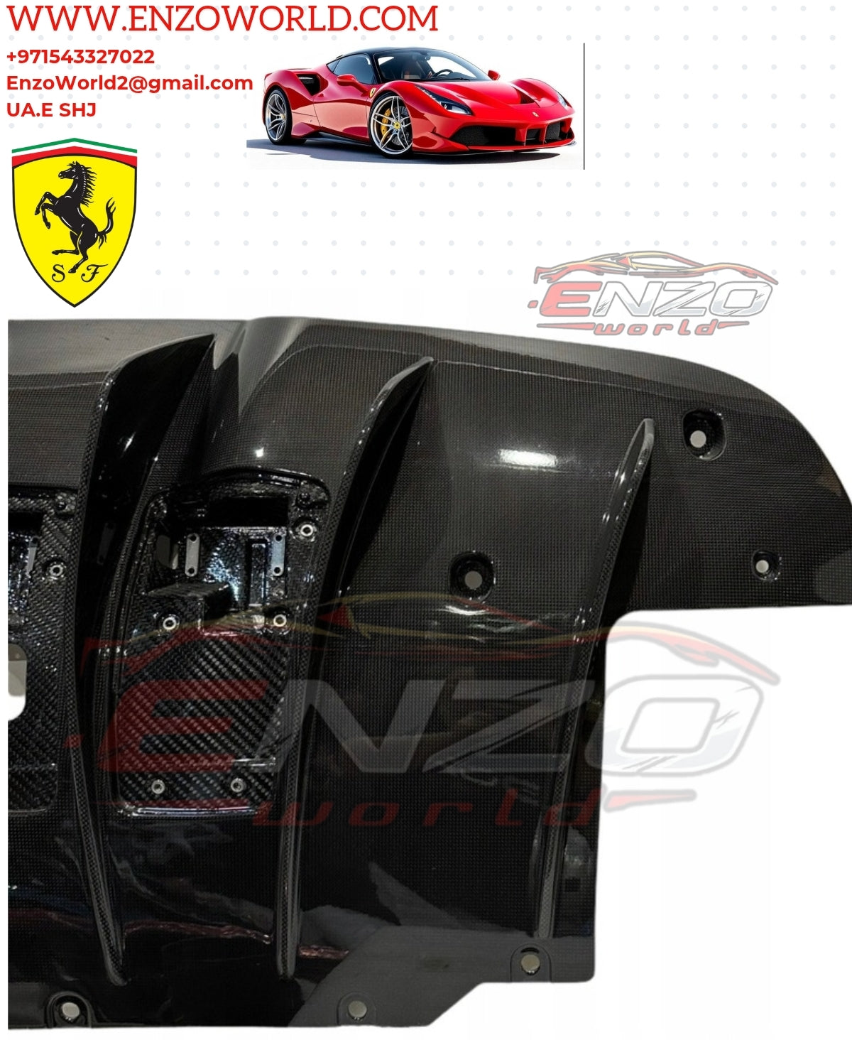 Ferrari 488GTB Rear Carbon Fiber Diffuser OE : 86371600