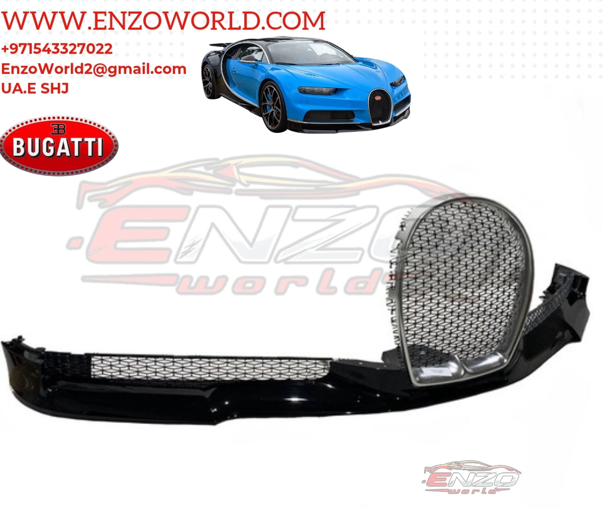 Bugatti Chiron Front Bumper With Grill Set