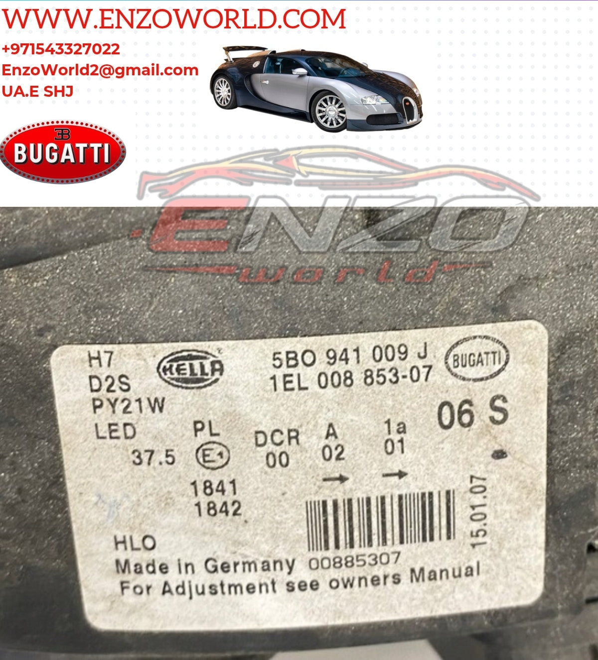 Bugatti Veyron Front Headlight L/H OME:5BO941009J