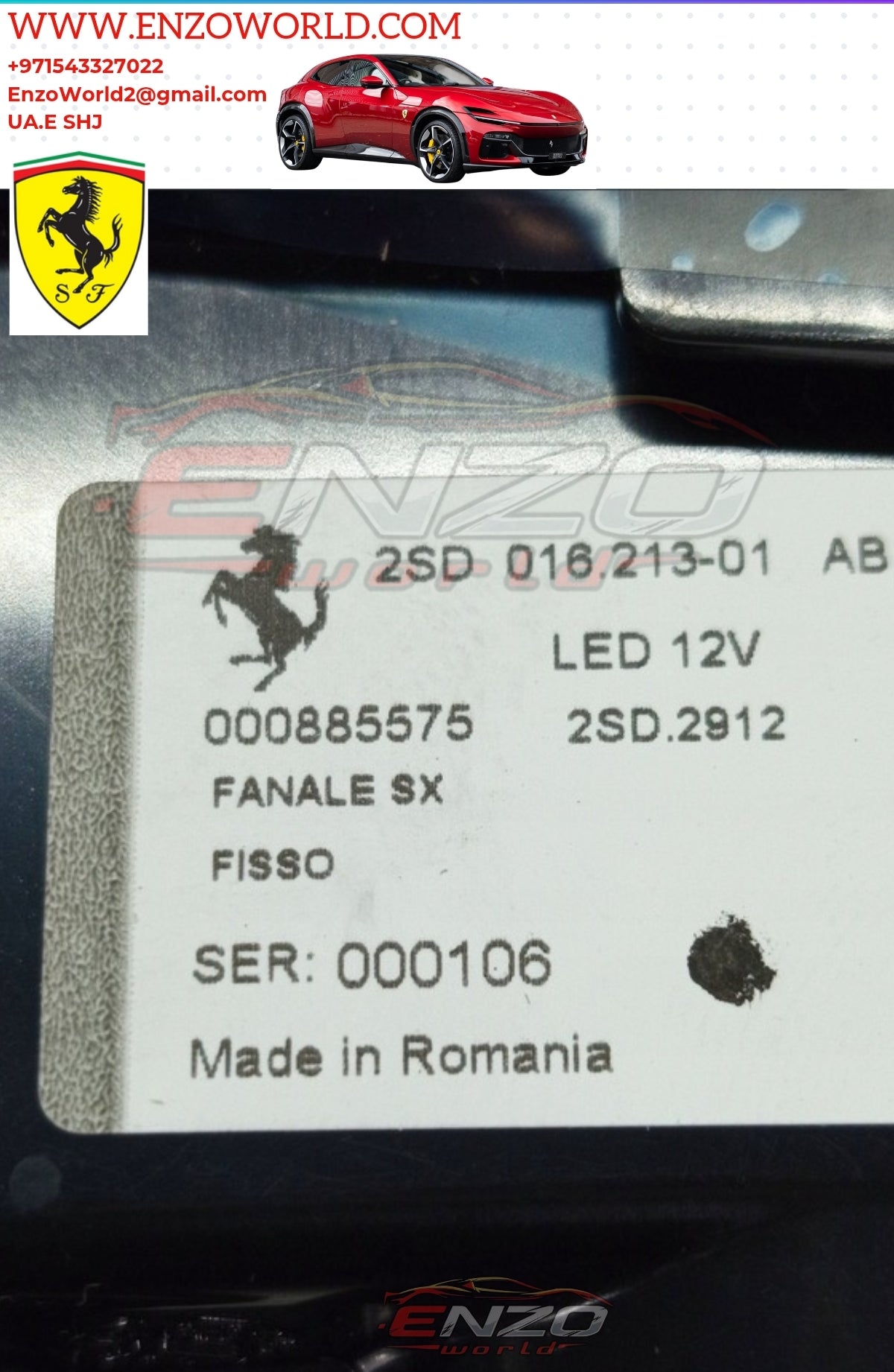 Ferrari Purosangue F175 Rear Till Lights L/H