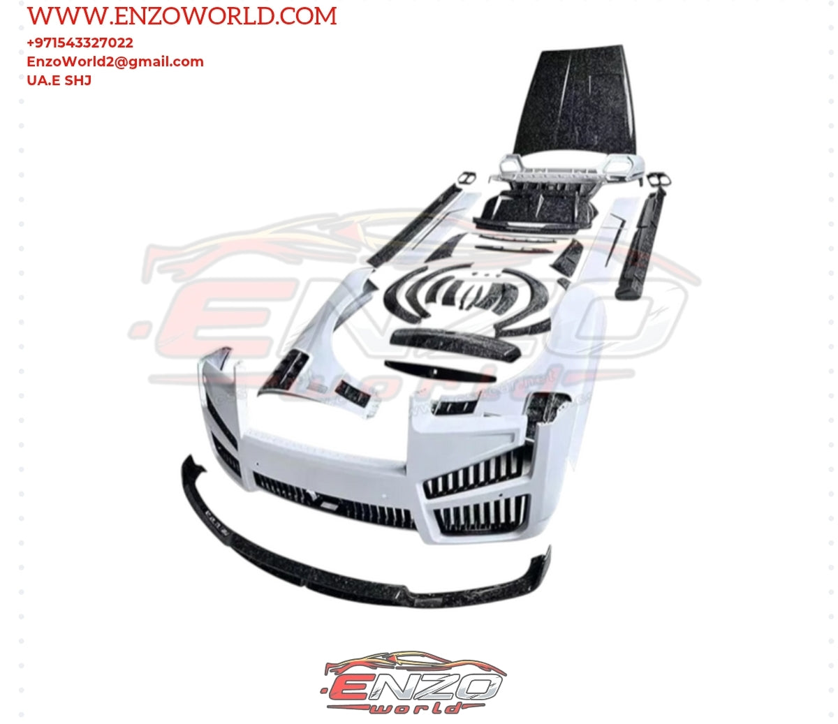 Mansory Style Dry Carbon Fiber Body Kit for Rolls Royce Cullinan Front Bumper, Hood, Front Lip, Fender Side Skirts and Wheel Eyebrow Bodykit