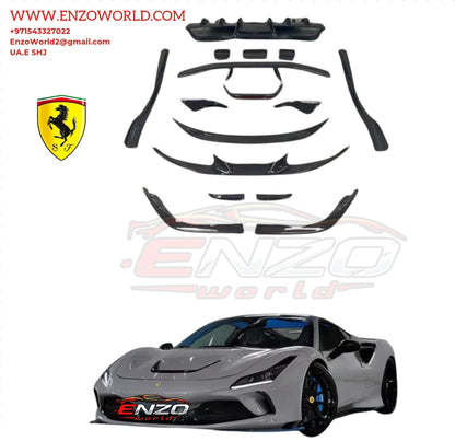 Ferrari F8 Upgraded with N-style  Dry Carbon Fiber Kit Front Bumper, Rear bumper , Front Lip and Side Skirts