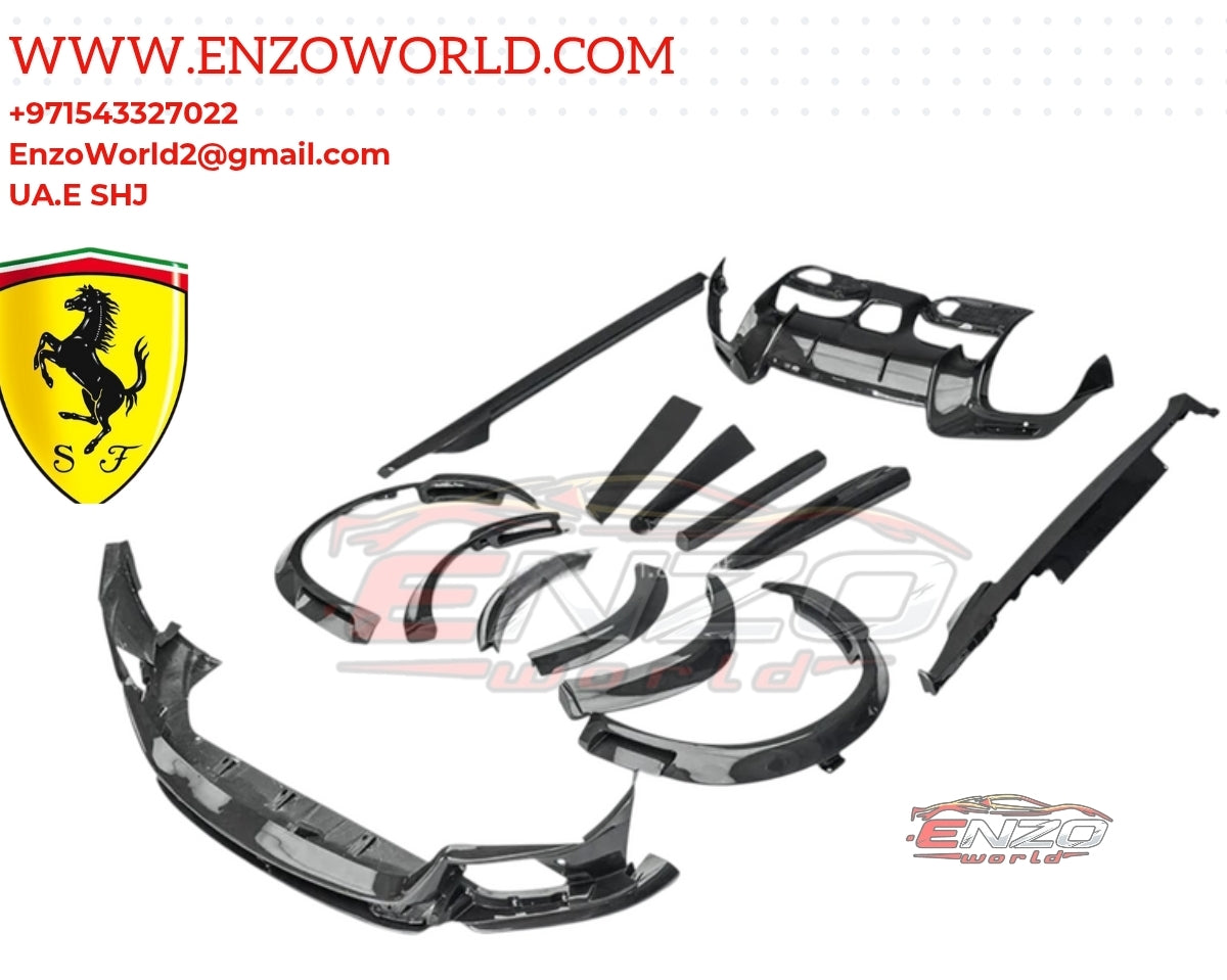 OEM Style Full Dry Carbon Fiber Glossy Black Aerokits for Ferrari Purosangue