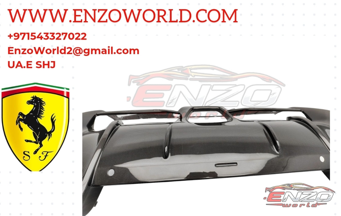 OEM Style Full Dry Carbon Fiber Glossy Black Rear Diffuser for Ferrari Purosangue