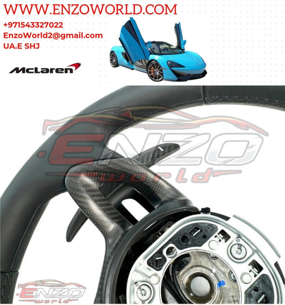 Mclaren 570S MSO LEATHER/ CARBON STEERING WHEEL WITH ORANGE TOP BAND OE:13NA221CP-13055SW