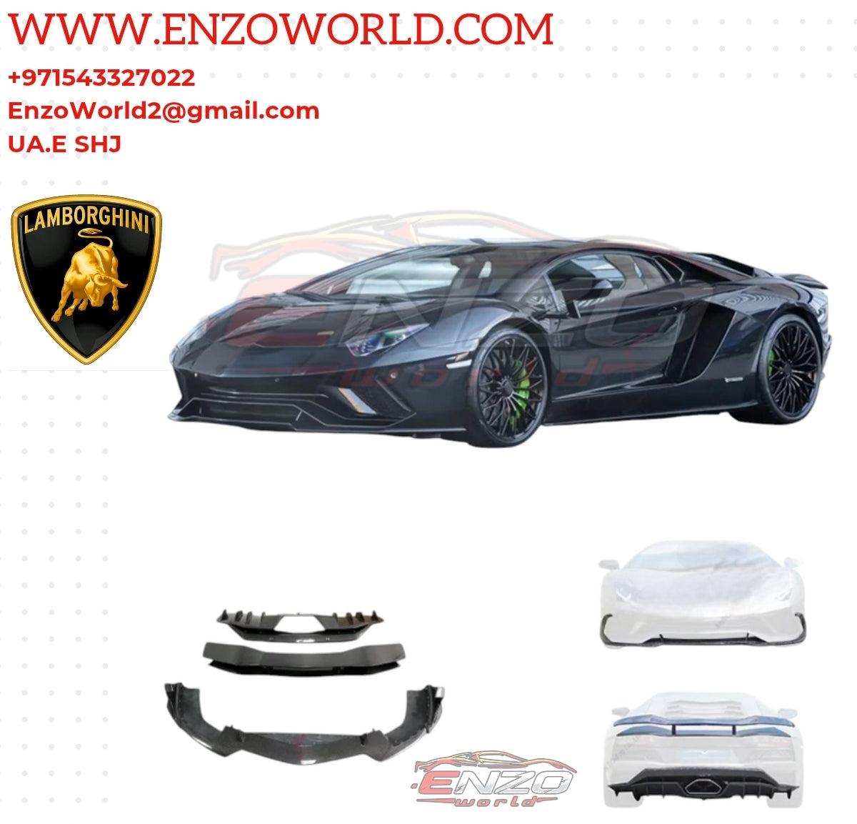 Front Bumper Lip and Rear Bumper Diffuser High Quality Carbon Fiber For Lamborghini Aventador S LP740