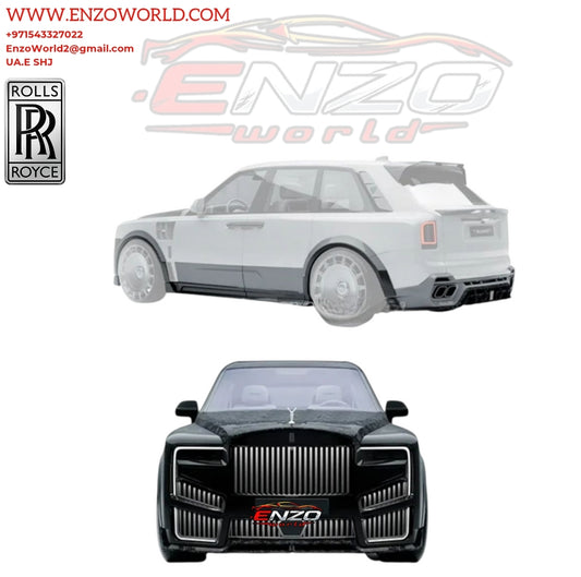 Mansory Style Dry Carbon Fiber Complete Kits(  Hood, Side Skirt, Front Bumper, Rear Spoiler, fender molding, lid Spoiler and roof spoiler for Rolls-Royce Cullinan 2021-2025