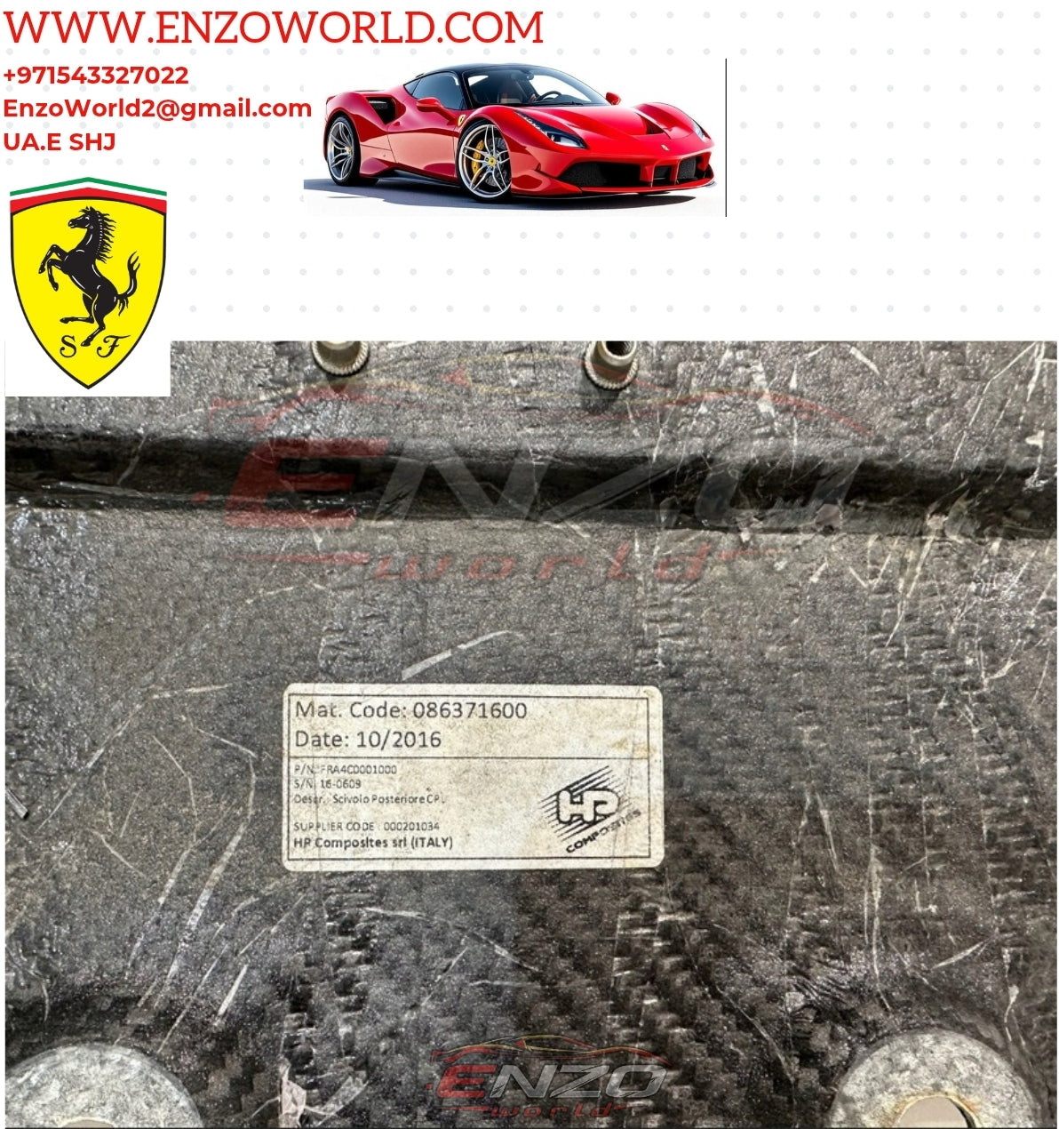 Ferrari 488GTB Rear Carbon Fiber Diffuser OE : 86371600