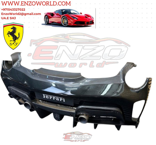 FERRARI 488 Pista Rear Bumper CARBON Diffuser With EXHAUST Tail Pipe