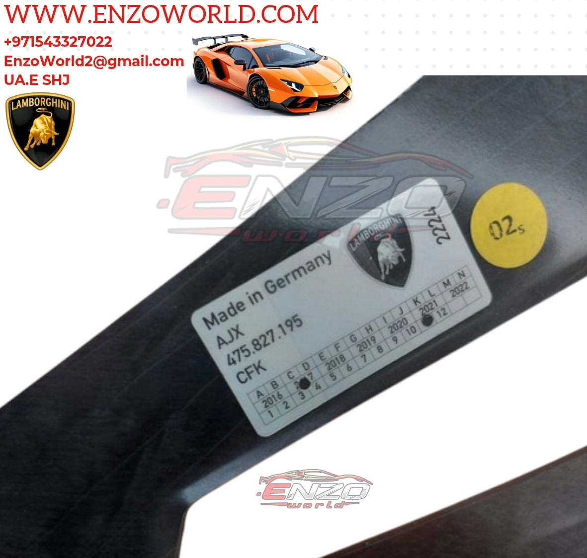 Lamborghini aventador plate cover engine cover OEM:475827195