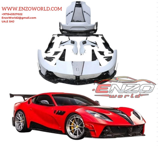 Forged Carbon Fiber Mansory Style Body Kit for Ferrari 812 Front Bumper, Side Skirts, Fender Rear and  Spoiler