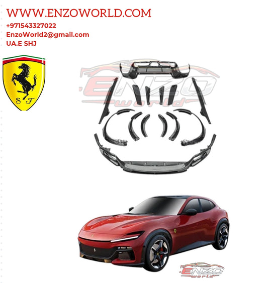 OEM Style Full Dry Carbon Fiber Glossy Black Aerokits for Ferrari Purosangue