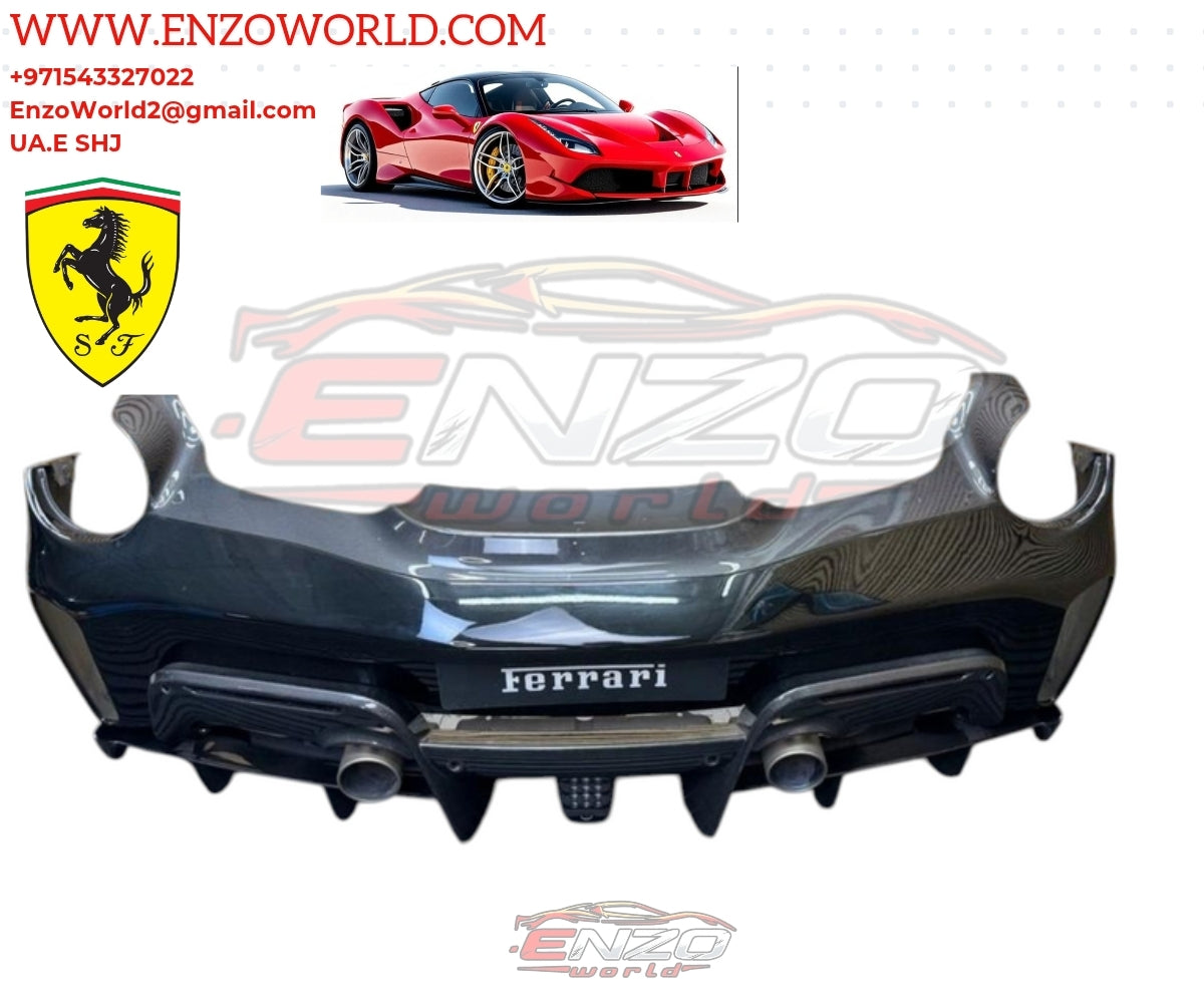 FERRARI 488 Pista Rear Bumper CARBON Diffuser With EXHAUST Tail Pipe
