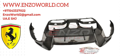 OEM Style Full Dry Carbon Fiber Glossy Black Rear Diffuser for Ferrari Purosangue