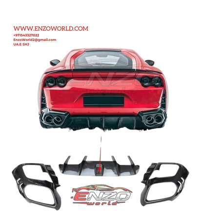Mansory Style Carbon Fiber Car Rear Diffuser Splitter Wrap Angle for Ferrari 812 Superfast