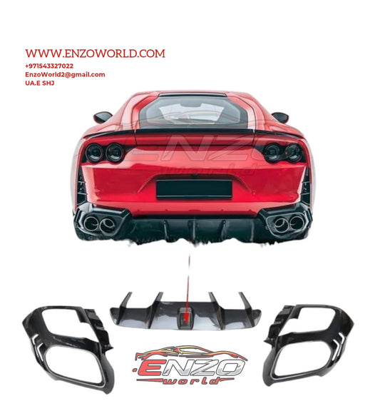 Mansory Style Carbon Fiber Car Rear Diffuser Splitter Wrap Angle for Ferrari 812 Superfast