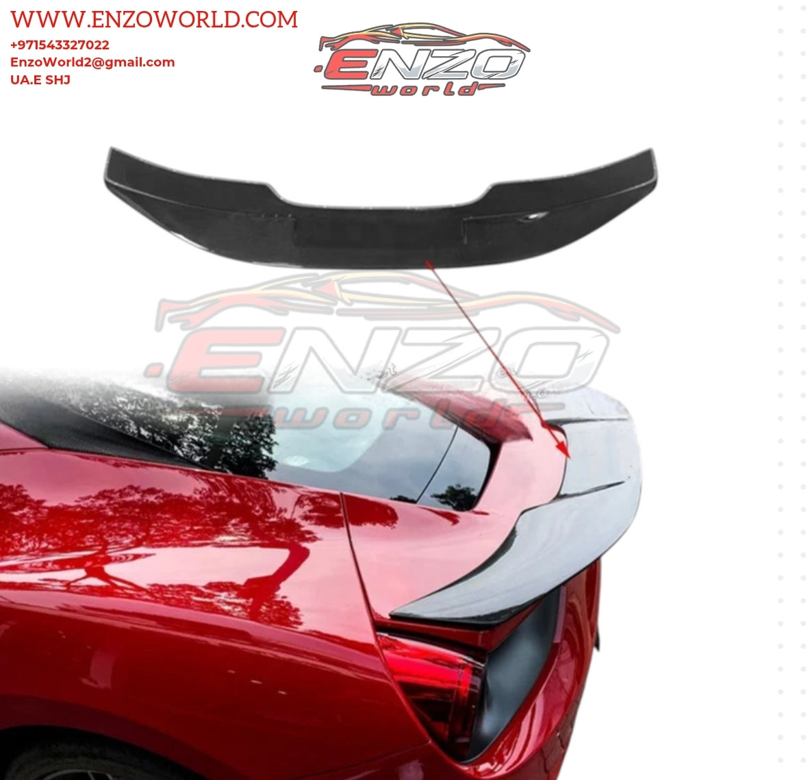 Vors Style Glossy Black Carbon Fiber Rear  Wing for Ferrari 488GTB-Spider