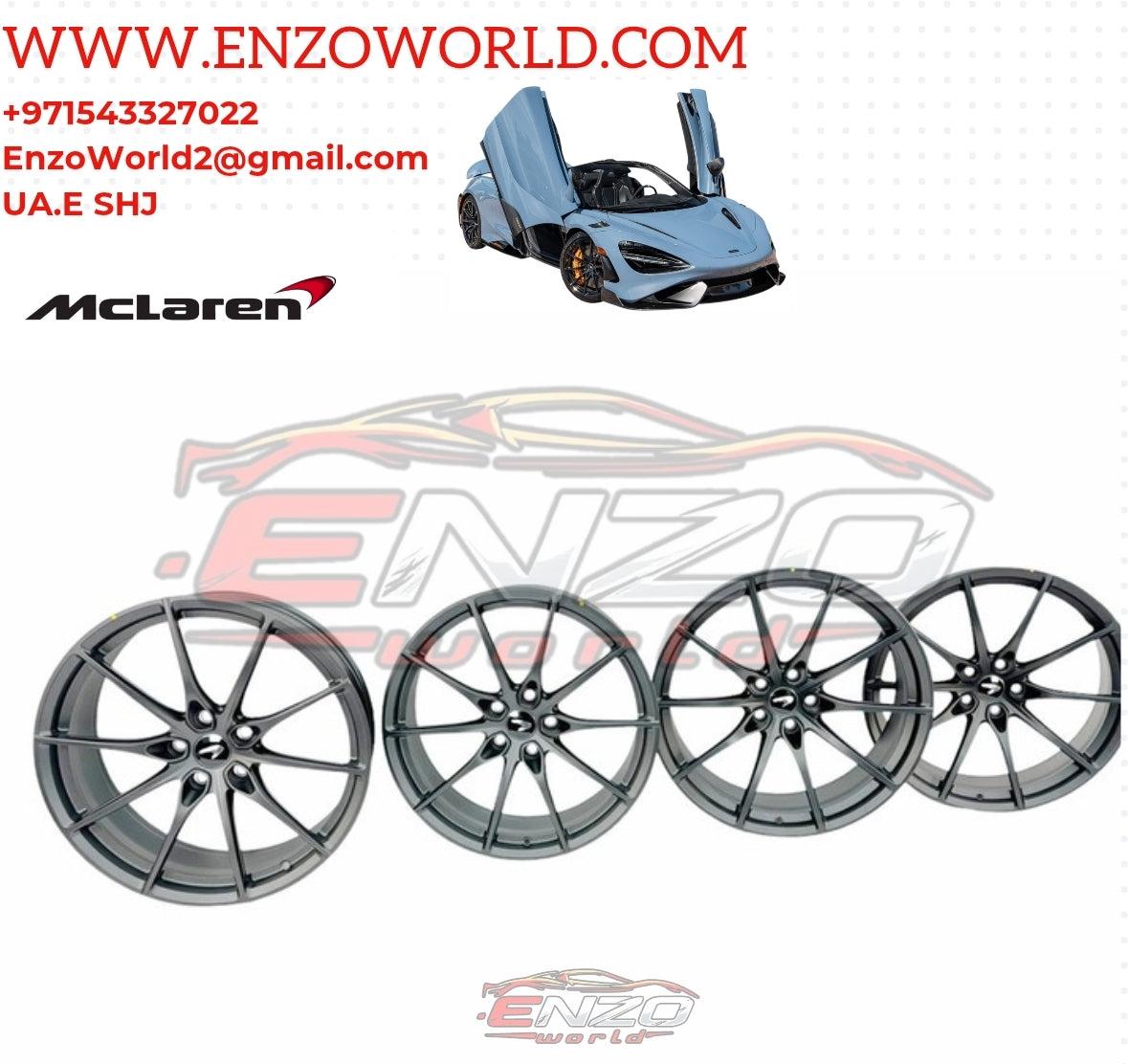 MCLAREN 765LT GENUINE MSO 10 SPOKE ULTRA LIGHT 19''/20'' ALLOY WHEELS OE: 14BA240RP - 14BA224RP