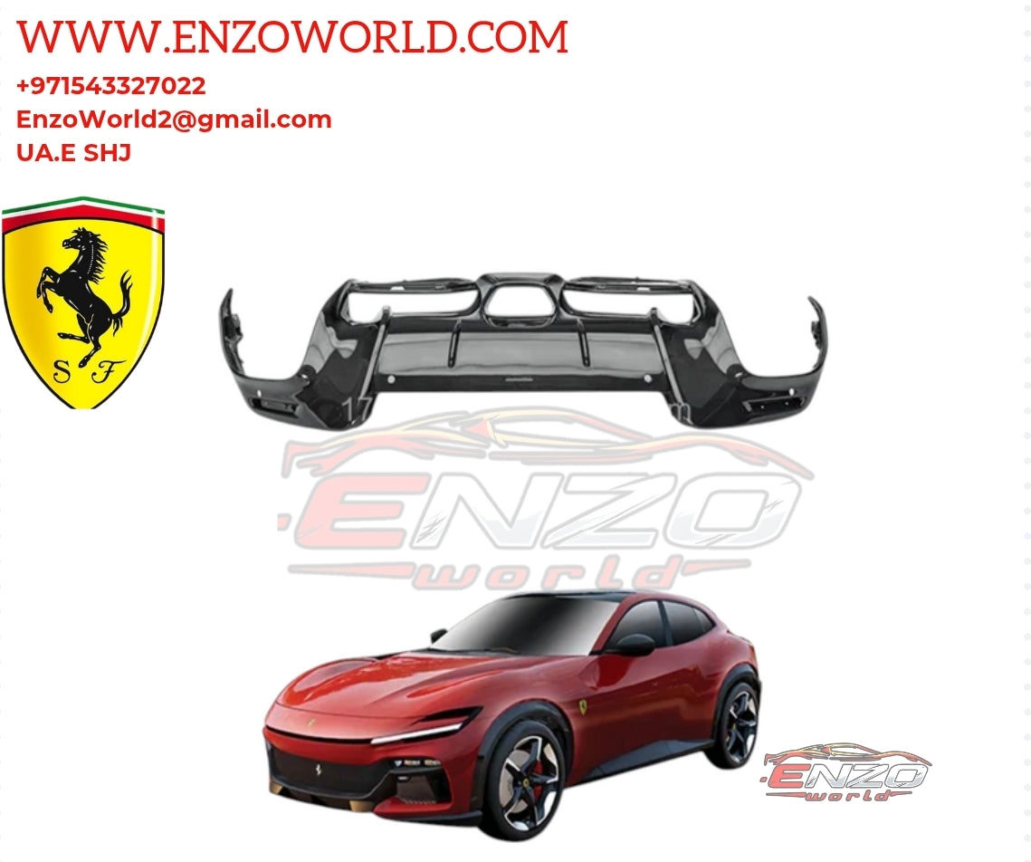 OEM Style Full Dry Carbon Fiber Glossy Black Rear Diffuser for Ferrari Purosangue