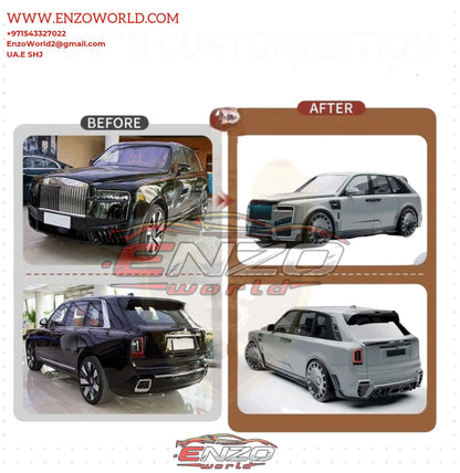 Mansory Style Dry Carbon Fiber Body Kit for Rolls Royce Cullinan Front Bumper, Hood, Front Lip, Fender Side Skirts and Wheel Eyebrow Bodykit