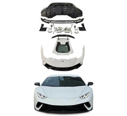 Half Carbon P Style Body Kit for Lamborghini Huracan 610 Body Kit with Front Bumper Rear Bumper Rear Hood Exhaust