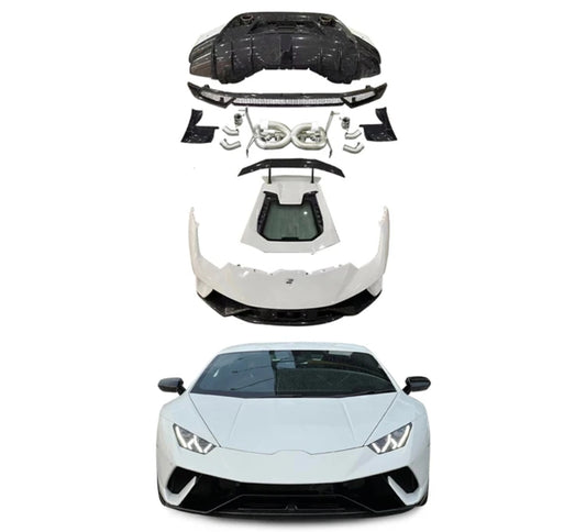 Half Carbon P Style Body Kit for Lamborghini Huracan 610 Body Kit with Front Bumper Rear Bumper Rear Hood Exhaust